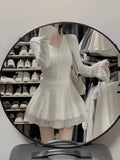 GETADME Winter Sexy Elegant Knitted Dress Woman Lace Up Design Sense Harajuku Slim Sweater Dresses New Solid Chic Mini Party Dress 2025