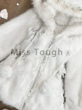 GETADME Winter Sweet Plush Warm Hooded Sweet Coat New Japanese Fashion Princess White Cute Zipper Jacket Designer Slim Harajuku Clothing