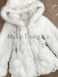 GETADME Winter Sweet Plush Warm Hooded Sweet Coat New Japanese Fashion Princess White Cute Zipper Jacket Designer Slim Harajuku Clothing