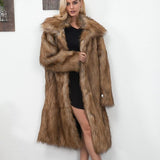 GETADME Winter Women Faux Fox Fur Long Coat Thick Full Sleeve Fluffy Luxury Fur Jacket Elegant Mujer Bontjas Warm Furry Shaggy Outerwear