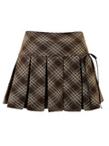 GETADME Winter Women Preppy Vintage Mini A-line Pleated Micro Plaid Skirt Gyaru 2000s Aesthetic Y2k Streetwear Grunge Fairycore Hot Sexy