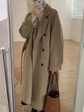 GETADME Winter Woolen Coat Women Thicken Long Jacket Casual Loose Fashion Windbreaker Outerwear Female Vintage Oversize Lapel Streetwear