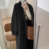 GETADME Winter Woolen Coat Women Thicken warm Fashion Long Jacket Loose Oversize casual Solid Korean office lady Streetwear outwear