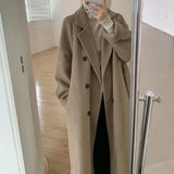GETADME Winter Woolen Coat Women Thicken warm Fashion Long Jacket Loose Oversize casual Solid Korean office lady Streetwear outwear