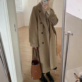 GETADME Winter Woolen Coat Women Thicken warm Fashion Long Jacket Loose Oversize casual Solid Korean office lady Streetwear outwear