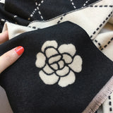 GETADME Winter promotion womens fashion luxury warm scarf shawl small fragrance printed cloak cashmere material thickened shawl women&s