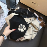 GETADME Winter promotion womens fashion luxury warm scarf shawl small fragrance printed cloak cashmere material thickened shawl women&s