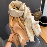 GETADME Winter promotion womens fashion luxury warm scarf shawl small fragrance printed cloak cashmere material thickened shawl women&s