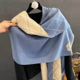 GETADME Winter promotion womens fashion luxury warm scarf shawl small fragrance printed cloak cashmere material thickened shawl women&s