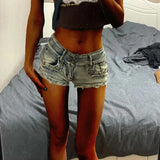 GETADME Woman American High Waist Harajuku Pants Female Fashion High Street Jeans Girls Trashy Y2k 2000s Blue Gothic Baggy Denim Shorts