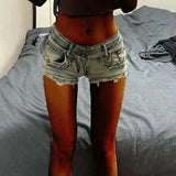 GETADME Woman American High Waist Harajuku Pants Female Fashion High Street Jeans Girls Trashy Y2k 2000s Blue Gothic Baggy Denim Shorts