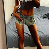 GETADME Woman American High Waist Harajuku Pants Female Fashion High Street Jeans Girls Trashy Y2k 2000s Blue Gothic Baggy Denim Shorts