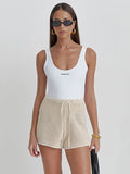 GETADME Women 2025 Spring Hollow Out Pants Set Elegant Lace Up Solid Color V-Neck Casual Two Piece Sets Vacation Beach New Outfits A3140