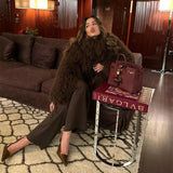GETADME Women Autumn Winter Fluffy Faux Fur Coat Elegant Warm Furry Long Sleeve Short Thick Coats 2025 Lady Casual High Street Outerwear