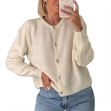 GETADME Women Cardigans Autumn Winter 2025 Single Breasted O-neck Knitted Sweaters Fashion Knitwear Solid Cropped Cardigan Jumpers Tops