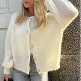 GETADME Women Cardigans Autumn Winter 2025 Single Breasted O-neck Knitted Sweaters Fashion Knitwear Solid Cropped Cardigan Jumpers Tops