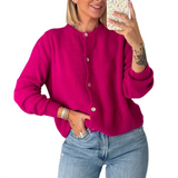 GETADME Women Cardigans Autumn Winter 2025 Single Breasted O-neck Knitted Sweaters Fashion Knitwear Solid Cropped Cardigan Jumpers Tops