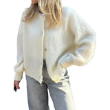 GETADME Women Cardigans Autumn Winter 2025 Single Breasted O-neck Knitted Sweaters Fashion Knitwear Solid Cropped Cardigan Jumpers Tops