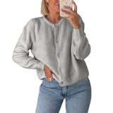 GETADME Women Cardigans Autumn Winter 2025 Single Breasted O-neck Knitted Sweaters Fashion Knitwear Solid Cropped Cardigan Jumpers Tops