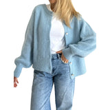 GETADME Women Cardigans Autumn Winter 2025 Single Breasted O-neck Knitted Sweaters Fashion Knitwear Solid Cropped Cardigan Jumpers Tops