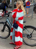 GETADME Women Casual Loose Stripe Knitted Sweater Outwear Luxury Solid Ladies Oversize Cardigan Designer Autumn Winter Basic Knitwear