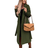 GETADME Women Elegant Long Woolen Coat with Belt Autumn Winter Fashion Solid Long Sleeve Chic Outerwear Ladies Casual Overcoat 2024