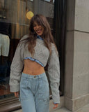 GETADME Women Fashion Cropped Knitted Sweater Solid Color Round Neck Long Sleeve Pullovers Spring Autumn Casual Tops