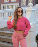 GETADME Women Fashion Cropped Knitted Sweater Solid Color Round Neck Long Sleeve Pullovers Spring Autumn Casual Tops
