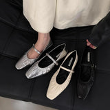 GETADME Women Flats Mary Janes Shoes Spring New Fashion Square Toe Shallow Ladies Soft Sole Ballerinas Flat Heel Casual Ballet Shoes