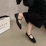 GETADME Women Flats Mary Janes Shoes Spring New Fashion Square Toe Shallow Ladies Soft Sole Ballerinas Flat Heel Casual Ballet Shoes