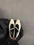 GETADME Women Flats Mary Janes Shoes Spring New Fashion Square Toe Shallow Ladies Soft Sole Ballerinas Flat Heel Casual Ballet Shoes