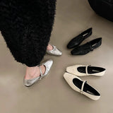 GETADME Women Flats Mary Janes Shoes Spring New Fashion Square Toe Shallow Ladies Soft Sole Ballerinas Flat Heel Casual Ballet Shoes
