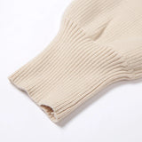 GETADME Women Lantern Long Sleeve Sweater Sexy Hollow Out Turtleneck Solid Color Crop Top Ribbed Knit Loose Shrug Cover Up