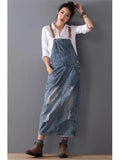 GETADME Women Loose Denim Dress Ladies Bleached Holes Denim Dress Female Spaghetti Strap Ripped Vintage Denim Dresses