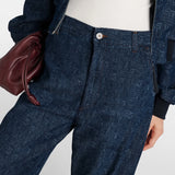 GETADME 여성 팬츠 세트 데님 플레어 팬츠 패션 O넥 코트 긴팔 지퍼 캐주얼 여성 팬츠 정장 데님 스트리트웨어 세트