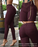 Pantalon GETADME pour femme, couleur unie, coupe crayon, braguette zippée, slim, style streetwear, taille haute, poches, sexy, fourreau, automne 2024, boutons