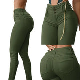 Pantalon GETADME pour femme, couleur unie, coupe crayon, braguette zippée, slim, style streetwear, taille haute, poches, sexy, fourreau, automne 2024, boutons