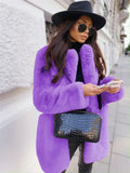 GETADME Women Purple Long Sleeve Lapel Winter Coat 2025 New Fashion Temperament Office LadyWhite Fur Jackets Clothing Red