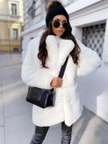 GETADME Women Purple Long Sleeve Lapel Winter Coat 2025 New Fashion Temperament Office LadyWhite Fur Jackets Clothing Red