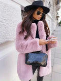 GETADME Women Purple Long Sleeve Lapel Winter Coat 2025 New Fashion Temperament Office LadyWhite Fur Jackets Clothing Red