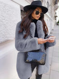GETADME Women Purple Long Sleeve Lapel Winter Coat 2025 New Fashion Temperament Office LadyWhite Fur Jackets Clothing Red