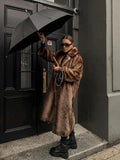 GETADME Women Retro Luxury Faux Fur Coat Fashion Lapel Single Breasted Long Sleeve Pockets Jacket Winter Plush Warm High Street Outwear