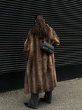 GETADME Women Retro Luxury Faux Fur Coat Fashion Lapel Single Breasted Long Sleeve Pockets Jacket Winter Plush Warm High Street Outwear