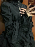 GETADME Women Shirt Vintage Lolita Style Shirts Women Gothic Y2k Lace Ruffle Flare Long Sleeve Blouse Japanese Sweet Elegant Cute Tops