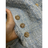 GETADME Women Small Fragrance Autumn Winter Blue Plaid Fringed O Neck Short Coat Long Sleeve Fashion High Quality Casual Tweed Jacket