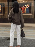 GETADME Women Solid Single Breasted Knitted Cardigan Elegant V Neck Long Sleeves Sweater Autumn Fashion Lady Commuting Street Wear