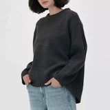 GETADME Women Sweaters Knit Basic Pullover Long Sleeve Round Neck Solid  Spring Streetwear Knitwear Loose Elegant Jumper Female Tops