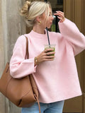 GETADME Women Sweaters Knit Basic Pullover Long Sleeve Round Neck Solid  Spring Streetwear Knitwear Loose Elegant Jumper Female Tops