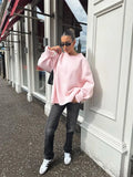 GETADME Women Sweaters Knit Basic Pullover Long Sleeve Round Neck Solid  Spring Streetwear Knitwear Loose Elegant Jumper Female Tops