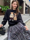 Getadme Women Thicken Warm Winter Kawaii Sweater Harajuku Polo Bear Jacquard Sweater O-neck Long Sleeve Jumper Pullover Hip Hop Y2K Tops